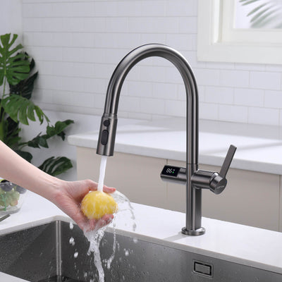 Metora Touchless Sensor & Pull-Down Kitchen Faucet with Temperature Display-KF2206
