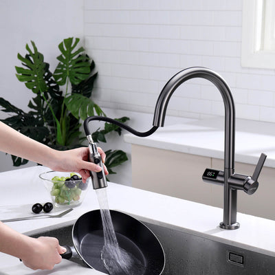 Metora Touchless Sensor & Pull-Down Kitchen Faucet with Temperature Display-KF2206