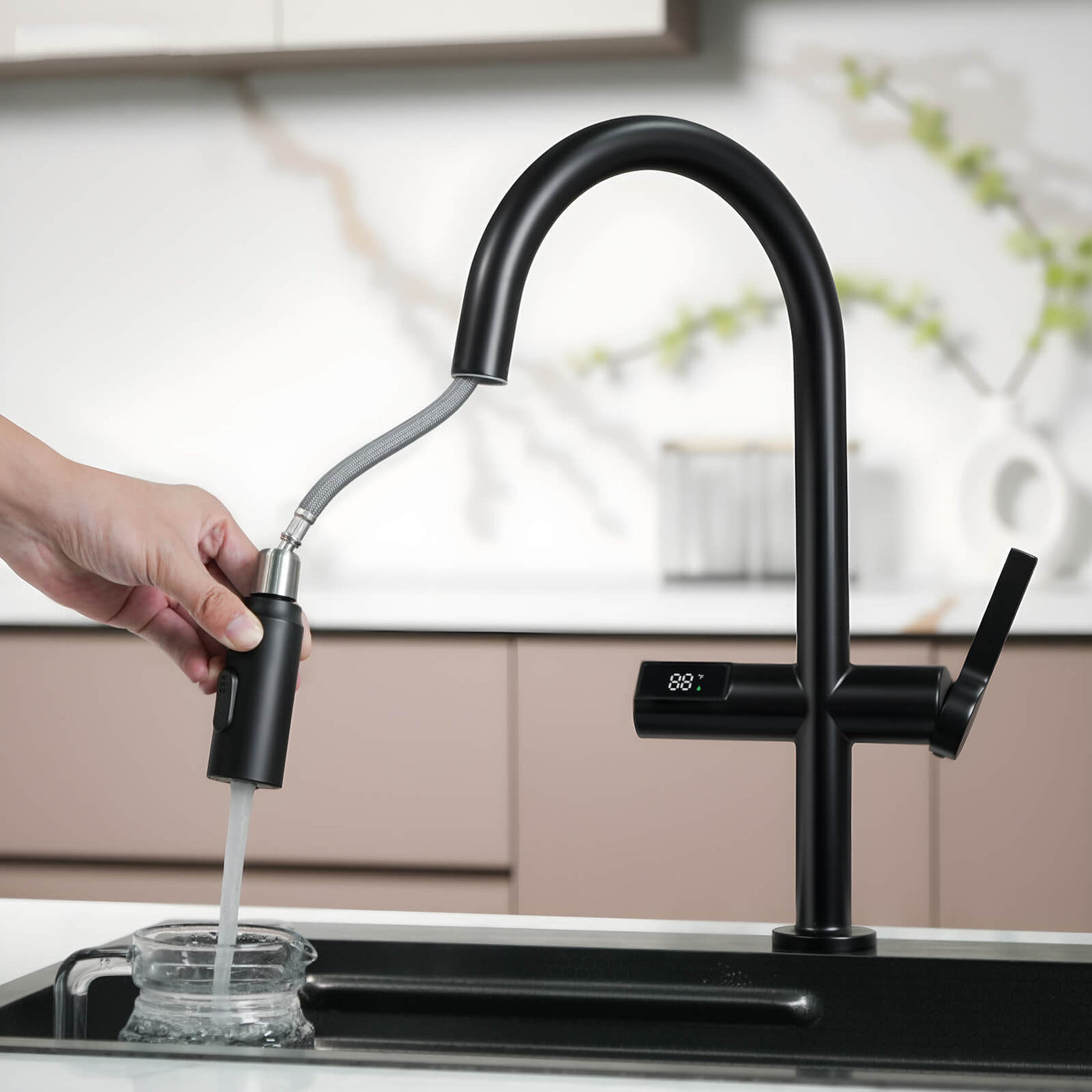 Metora Touchless Sensor & Pull-Down Kitchen Faucet with Temperature Display-KF2206