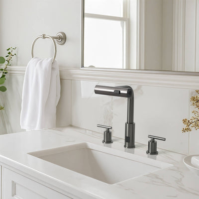 Metora Two-Handle Widespread Waterfall & Pull-Out Bathroom Faucet with Temperature Display-BFWS2401