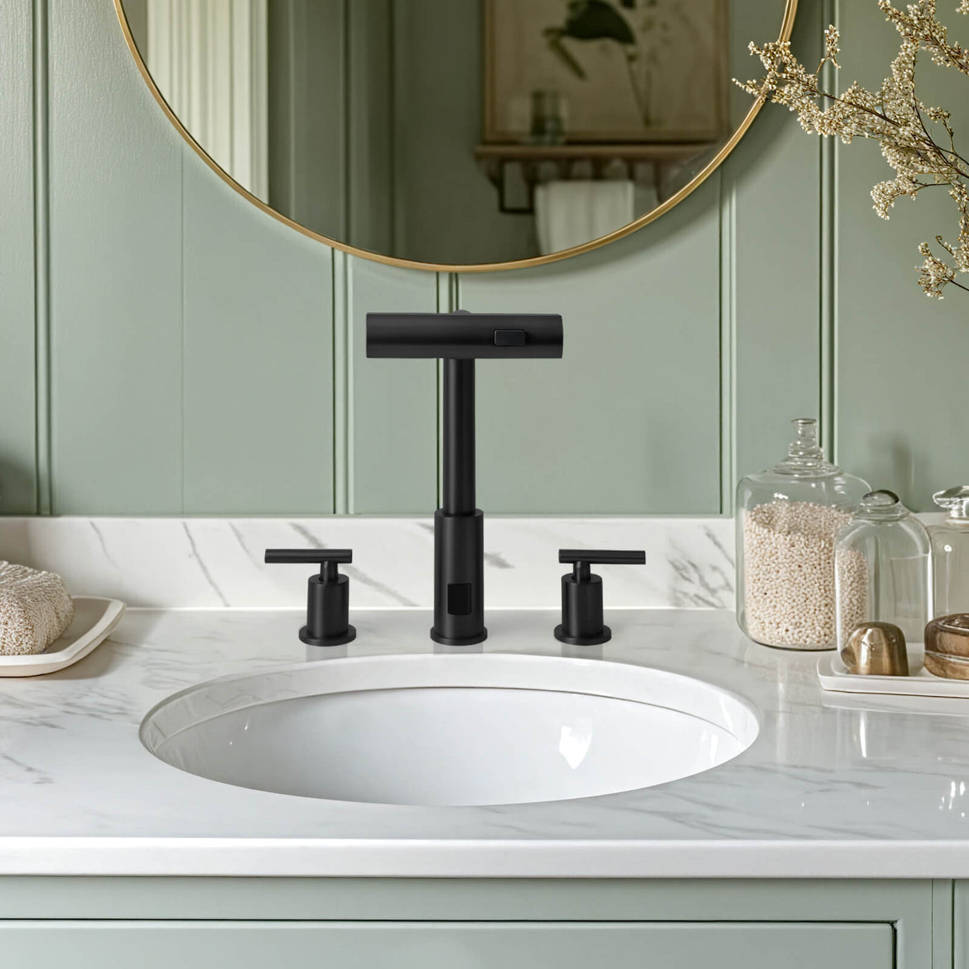 Metora Two-Handle Widespread Waterfall & Pull-Out Bathroom Faucet with Temperature Display-BFWS2401