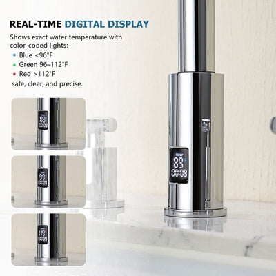 Metora Two-Handle Widespread Waterfall & Pull-Out Bathroom Faucet with Temperature Display-BFWS2401