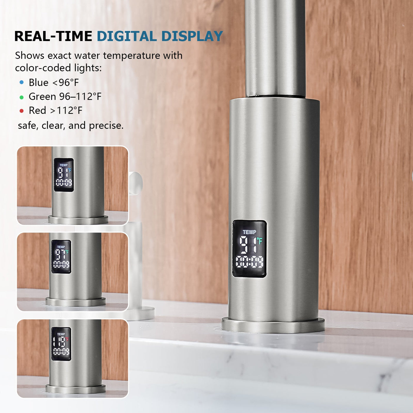 Metora Two-Handle Widespread Waterfall & Pull-Out Bathroom Faucet with Temperature Display-BFWS2401