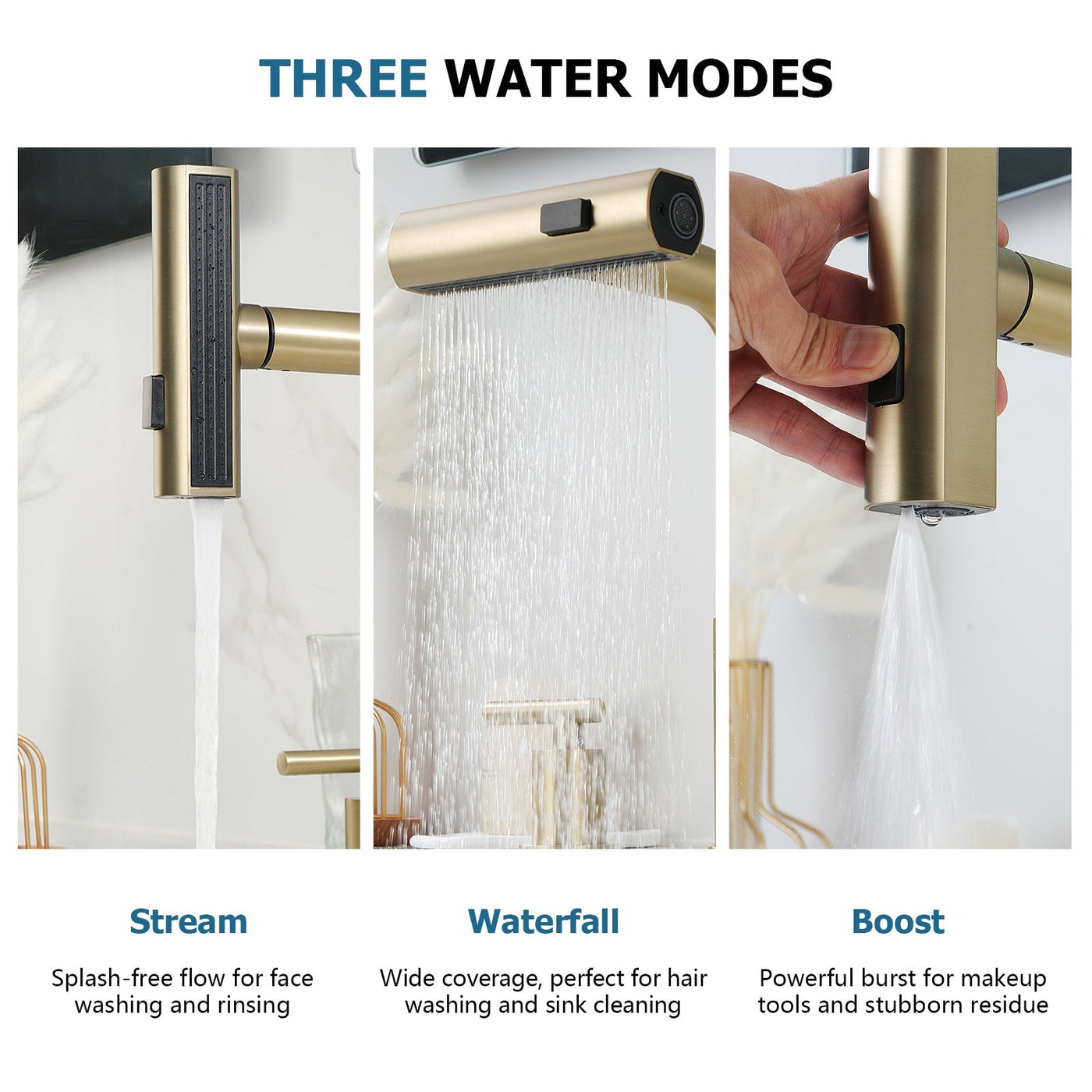 Metora Two-Handle Widespread Waterfall & Pull-Out Bathroom Faucet with Temperature Display-BFWS2401