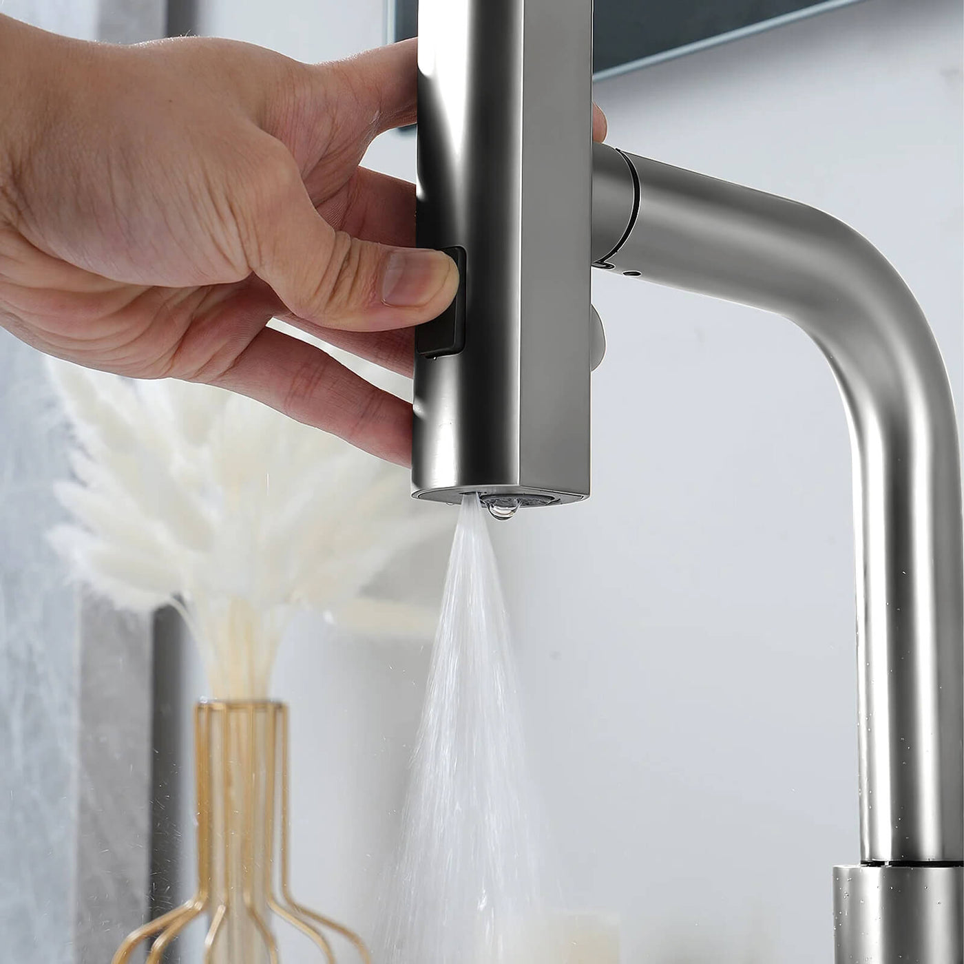 Metora Two-Handle Widespread Waterfall & Pull-Out Bathroom Faucet with Temperature Display-BFWS2401