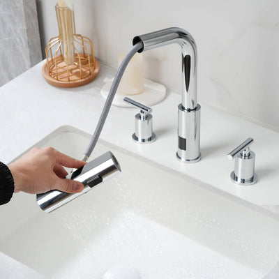 Metora Two-Handle Widespread Waterfall & Pull-Out Bathroom Faucet with Temperature Display-BFWS2401