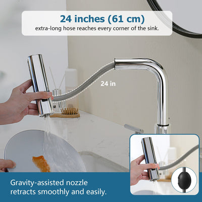 Metora Two-Handle Widespread Waterfall & Pull-Out Bathroom Faucet with Temperature Display-BFWS2401