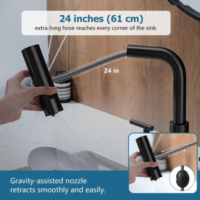Metora Two-Handle Widespread Waterfall & Pull-Out Bathroom Faucet with Temperature Display-BFWS2401
