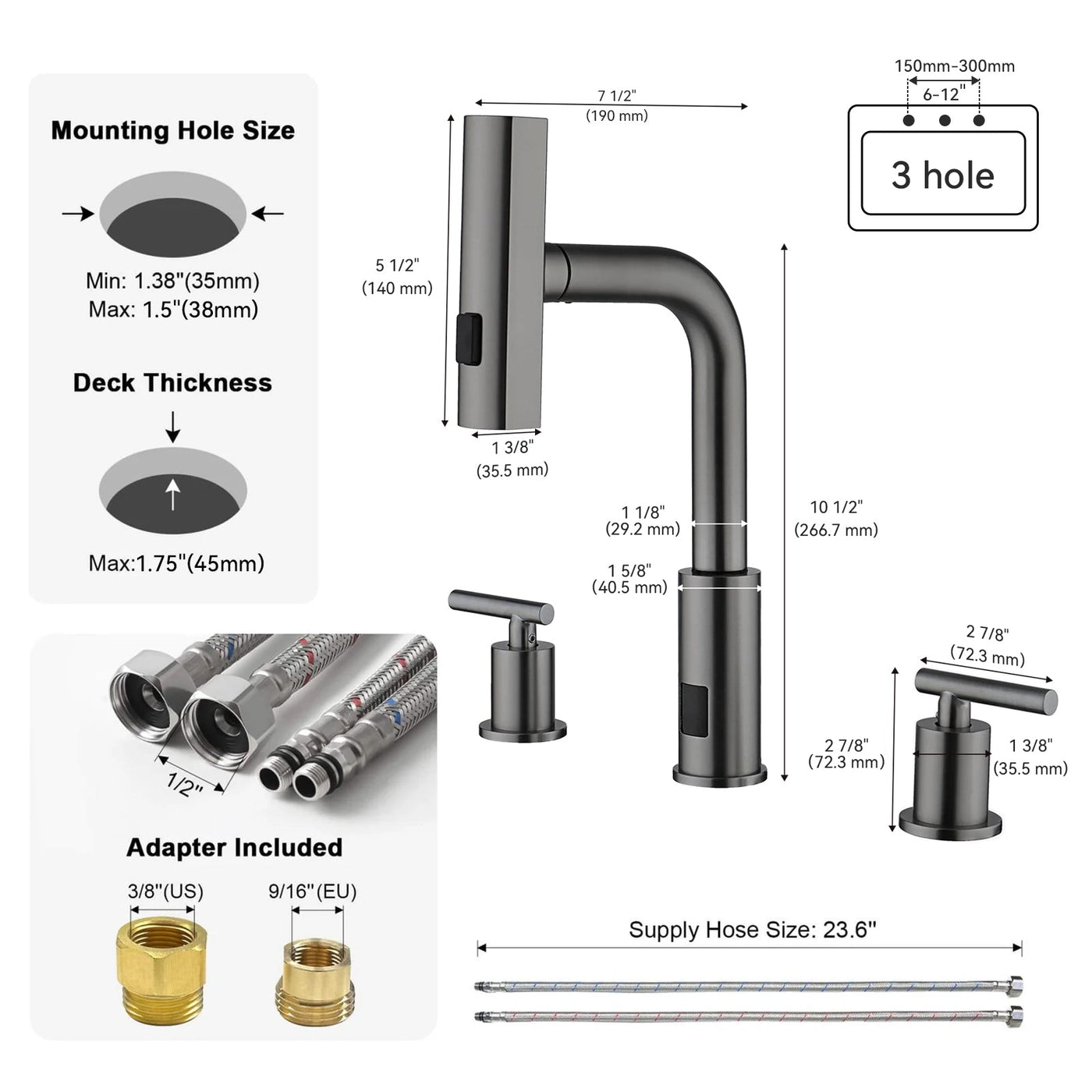 Metora Two-Handle Widespread Waterfall & Pull-Out Bathroom Faucet with Temperature Display-BFWS2401