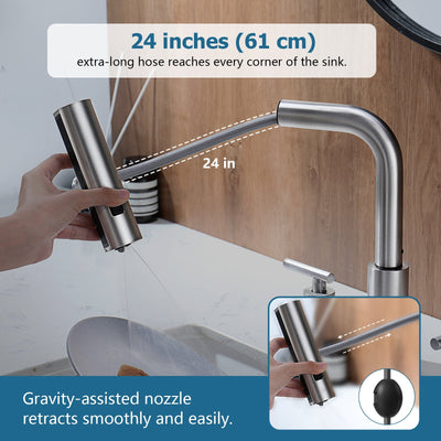 Metora Two-Handle Widespread Waterfall & Pull-Out Bathroom Faucet with Temperature Display-BFWS2401
