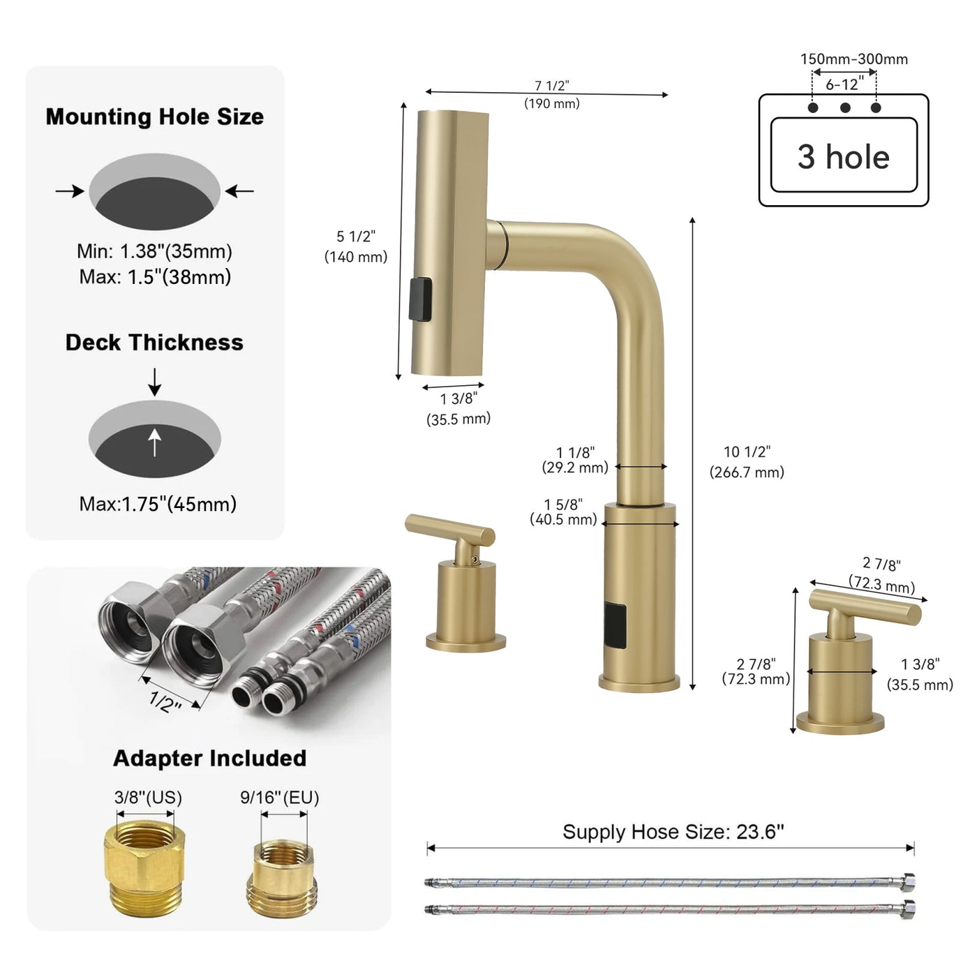 Metora Two-Handle Widespread Waterfall & Pull-Out Bathroom Faucet with Temperature Display-BFWS2401