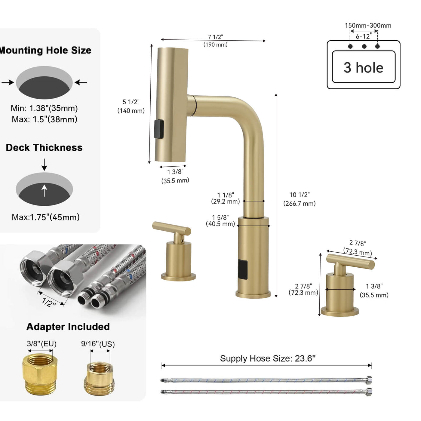 Metora Two-Handle Widespread Waterfall & Pull-Out Bathroom Faucet with Temperature Display-BFWS2401