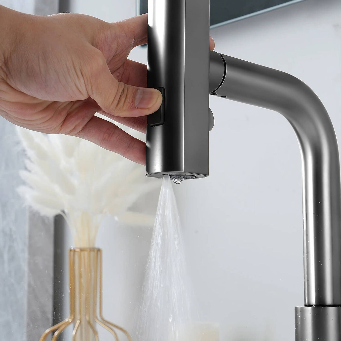 Metora Two-Handle Widespread Waterfall & Pull-Out Bathroom Faucet with Temperature Display-BFWS2401