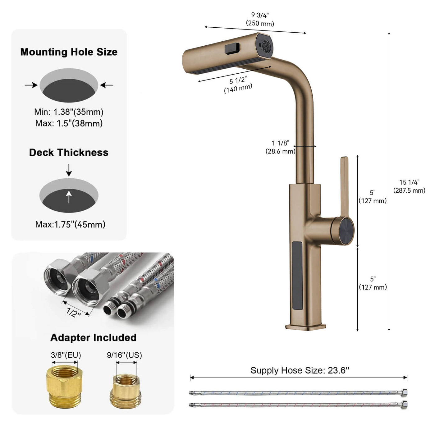 Metora Waterfall & Pull-Out Kitchen Faucet with Temperature Display-KF2209 with Countertop Glass Rinser-KFR2201