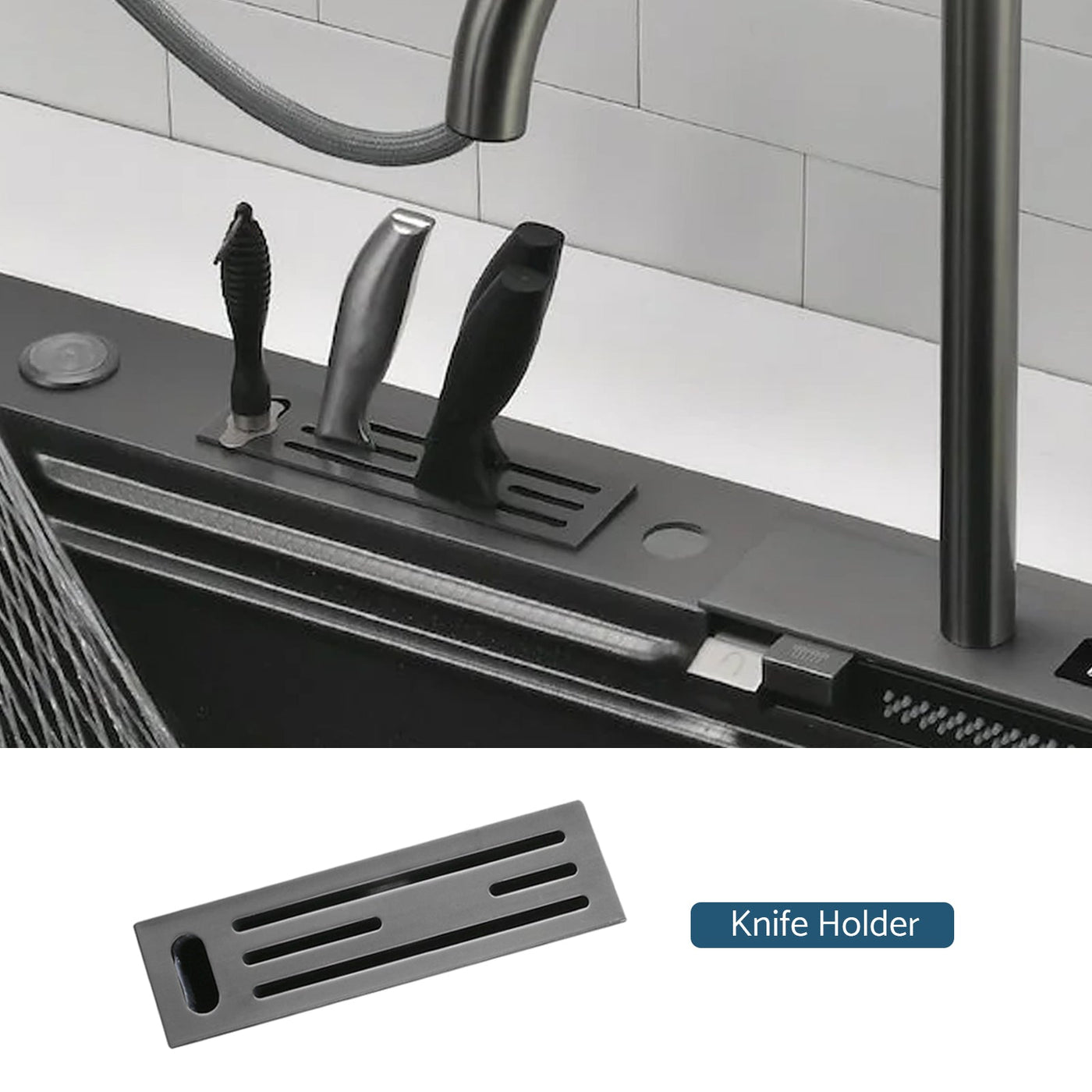 Metora Waterfall Workstation Kitchen Sink Set With Digital Temperature Display & Knife Holder-KS2204