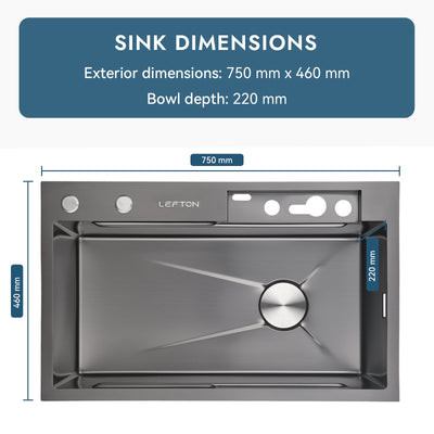 Metora Waterfall Workstation Kitchen Sink Set With Digital Temperature Display & Knife Holder-KS2204