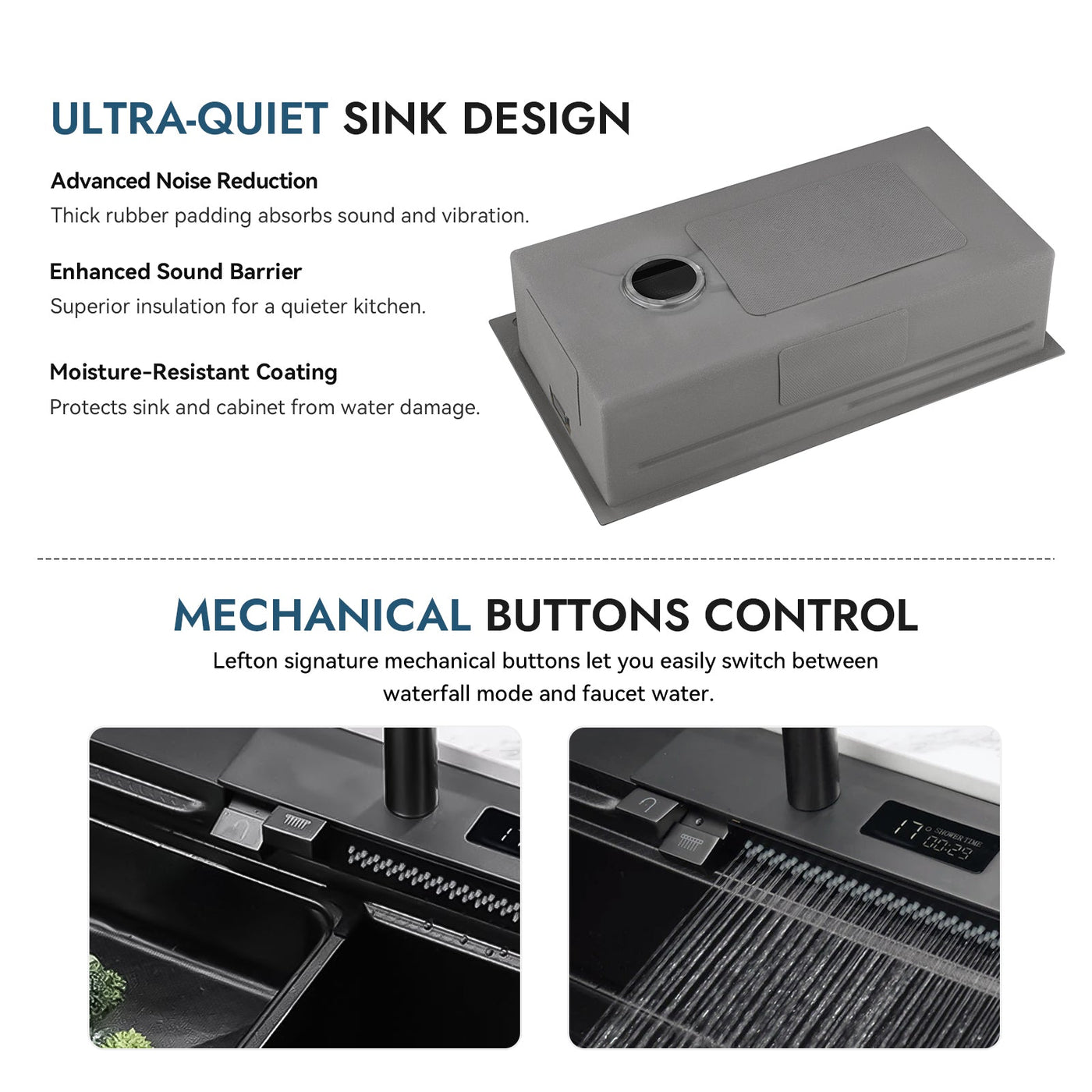 Metora Waterfall Workstation Kitchen Sink Set With Digital Temperature Display-KS2204