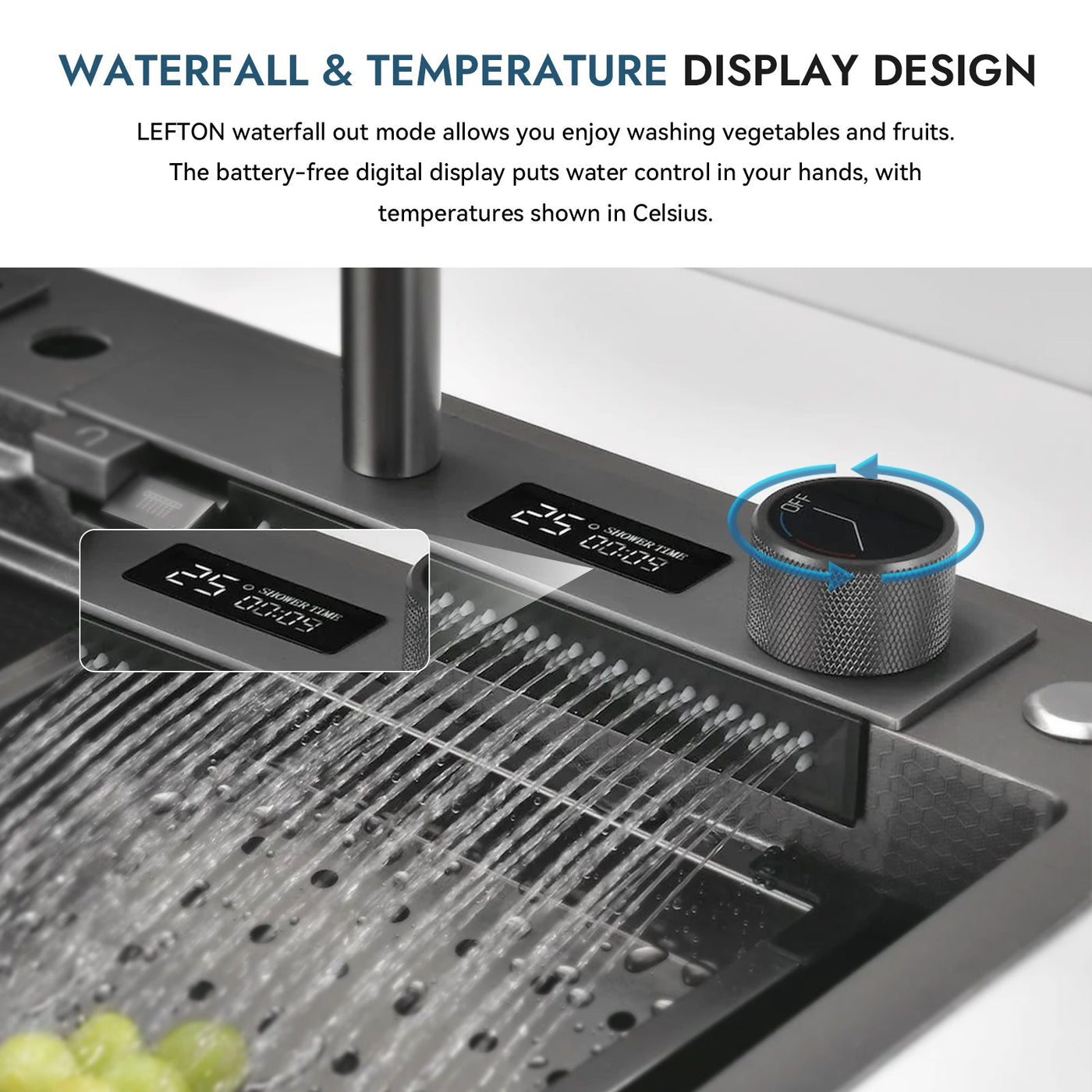Metora Waterfall Workstation Kitchen Sink Set With Digital Temperature Display-KS2204