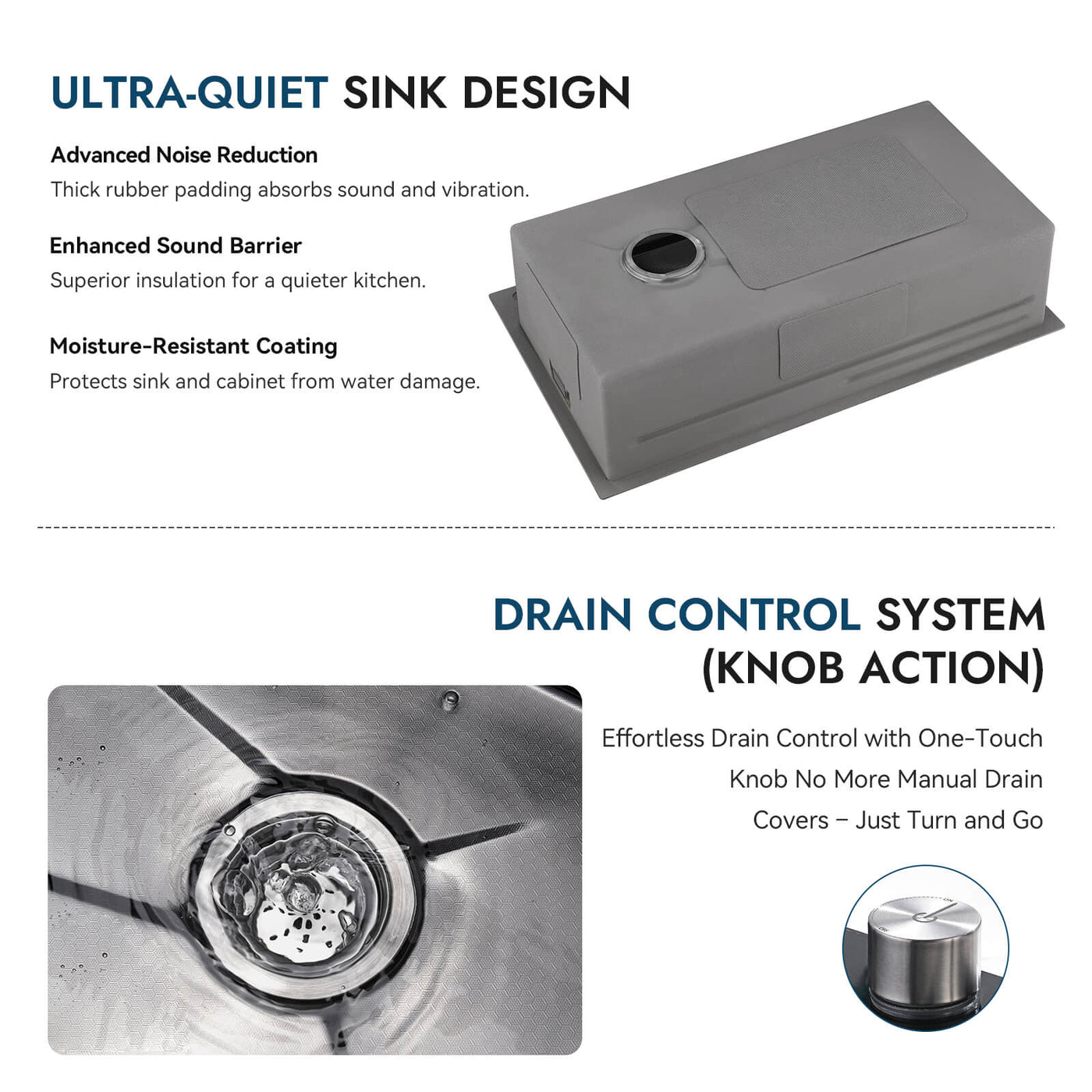 Metora Adjustable Waterfall Faucet Kitchen Sink with Digital Temperature Display & LED Lighting-KS2207