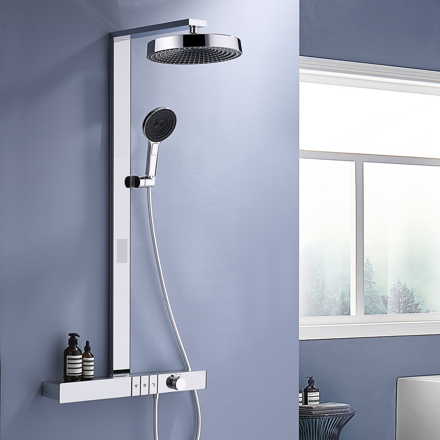 Metora Thermostatic Shower System with Rainfall Showerhead & Digital Temperature Display-RSS2301
