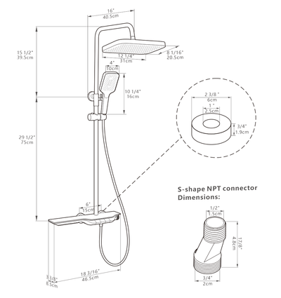 Metora Thermostatic Shower System with Temperature Display & LED Light-SST2207