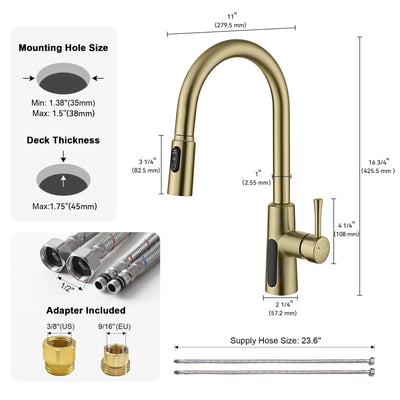 Metora Modern Pull-Down Kitchen Faucet with Temperature Display-KF2501
