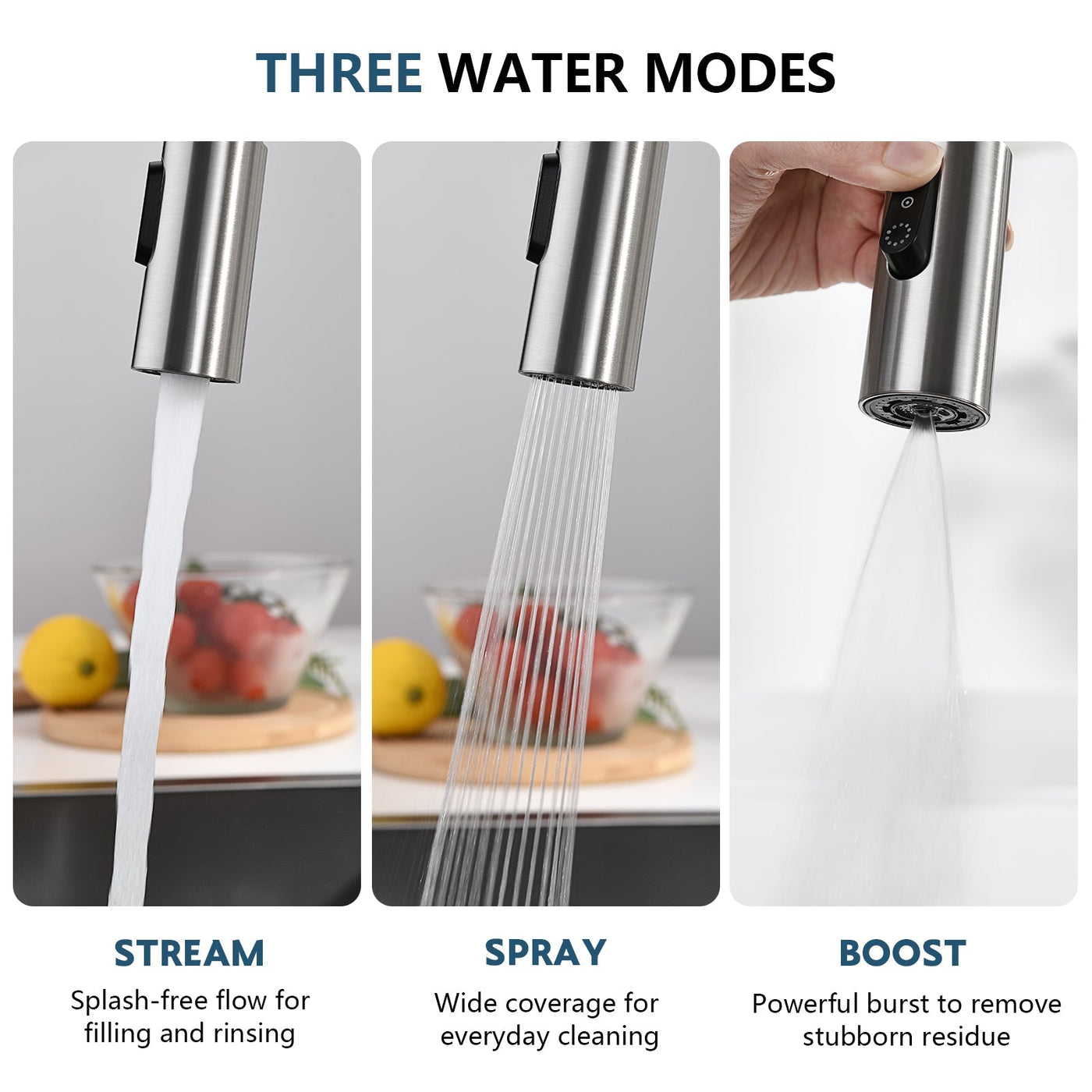 Metora 33"x 22" Stainless Steel Farmhouse Kitchen Sink-FS2501 with Modern Pull-Down Kitchen Faucet-KF2501