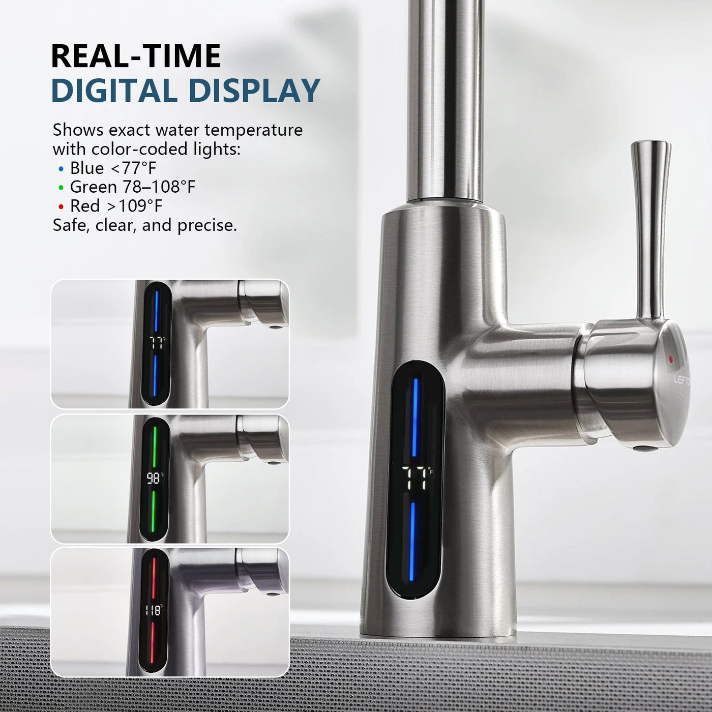 Metora Modern Pull-Down Kitchen Faucet with Temperature Display-KF2501