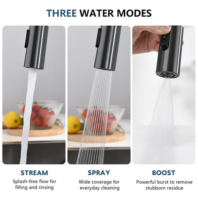 Metora Modern Pull-Down Kitchen Faucet with Temperature Display-KF2501