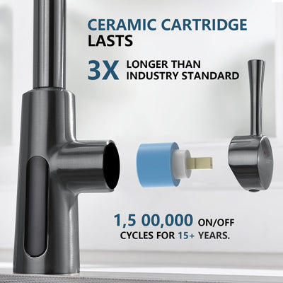 Metora 33"x 22" Stainless Steel Farmhouse Kitchen Sink-FS2501 with Modern Pull-Down Kitchen Faucet-KF2501