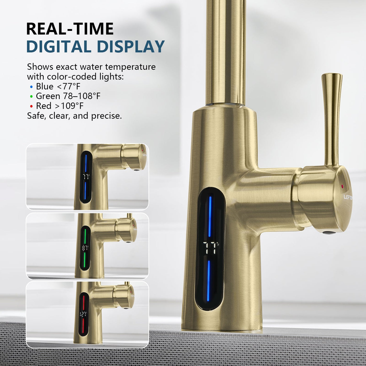 Metora Modern Pull-Down Kitchen Faucet with Temperature Display-KF2501