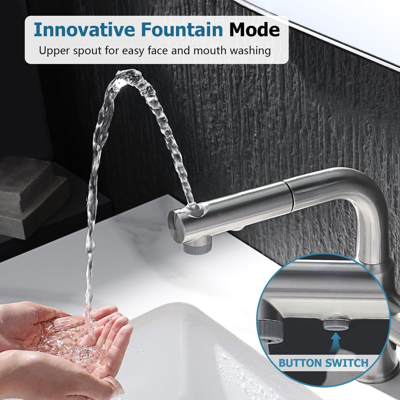 Metora Single-Hole Liftable Pull-Out Bathroom Faucet With Temperature Display-BF2501