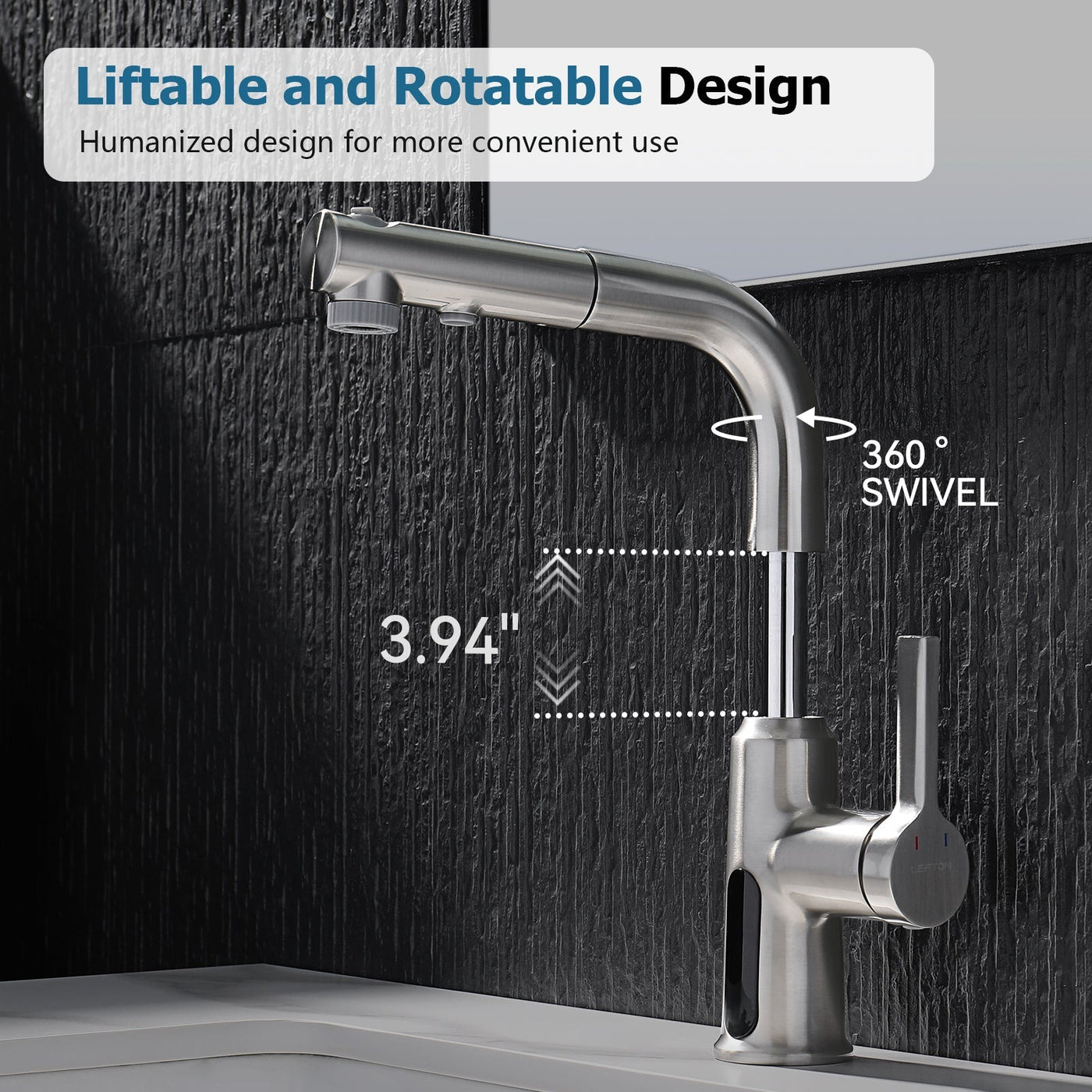 Metora Single-Hole Liftable Pull-Out Bathroom Faucet With Temperature Display-BF2501