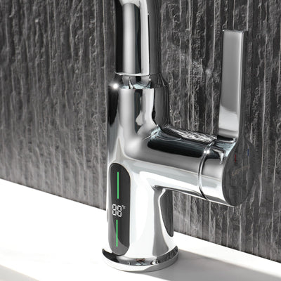 Metora Single-Hole Liftable Pull-Out Bathroom Faucet With Temperature Display-BF2501