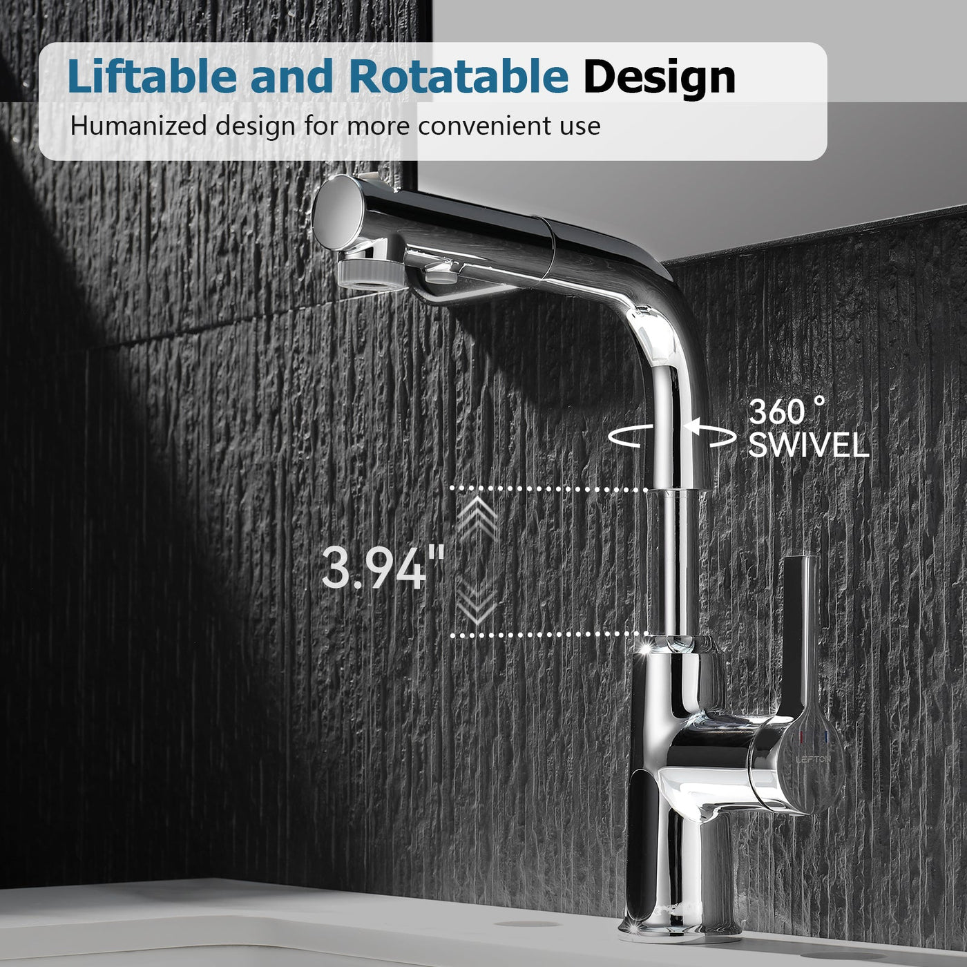 Metora Single-Hole Liftable Pull-Out Bathroom Faucet With Temperature Display-BF2501