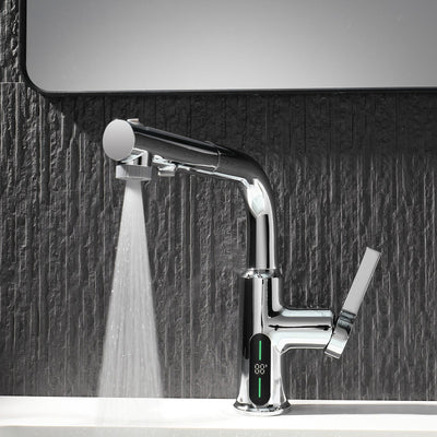 Metora Single-Hole Liftable Pull-Out Bathroom Faucet With Temperature Display-BF2501