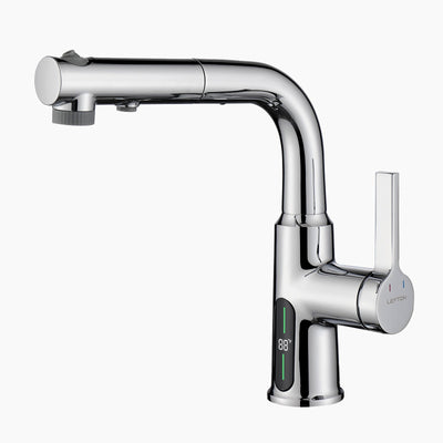Metora Single-Hole Liftable Pull-Out Bathroom Faucet With Temperature Display-BF2501