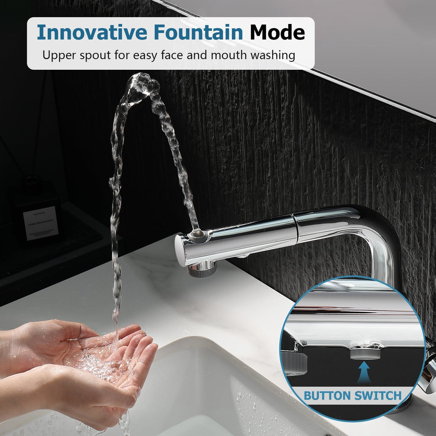 Metora Single-Hole Liftable Pull-Out Bathroom Faucet With Temperature Display-BF2501