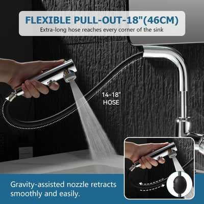 Metora Single-Hole Liftable Pull-Out Bathroom Faucet With Temperature Display-BF2501