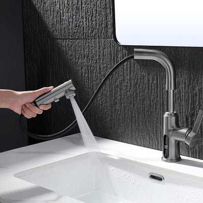 Metora Single-Hole Liftable Pull-Out Bathroom Faucet With Temperature Display-BF2501