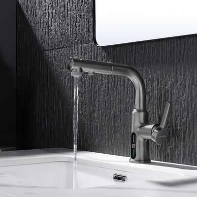 Metora Single-Hole Liftable Pull-Out Bathroom Faucet With Temperature Display-BF2501