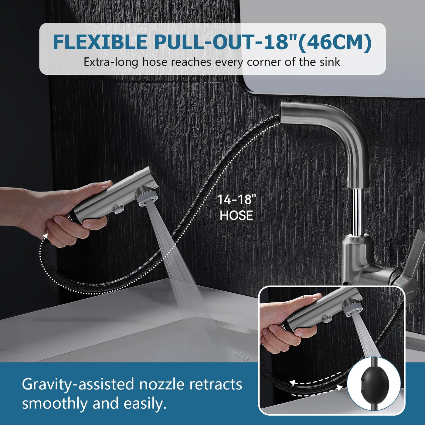 Metora Single-Hole Liftable Pull-Out Bathroom Faucet With Temperature Display-BF2501