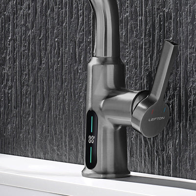 Metora Single-Hole Liftable Pull-Out Bathroom Faucet With Temperature Display-BF2501