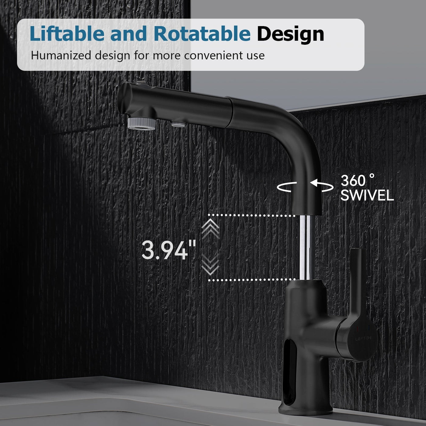 Metora Single-Hole Liftable Pull-Out Bathroom Faucet With Temperature Display-BF2501