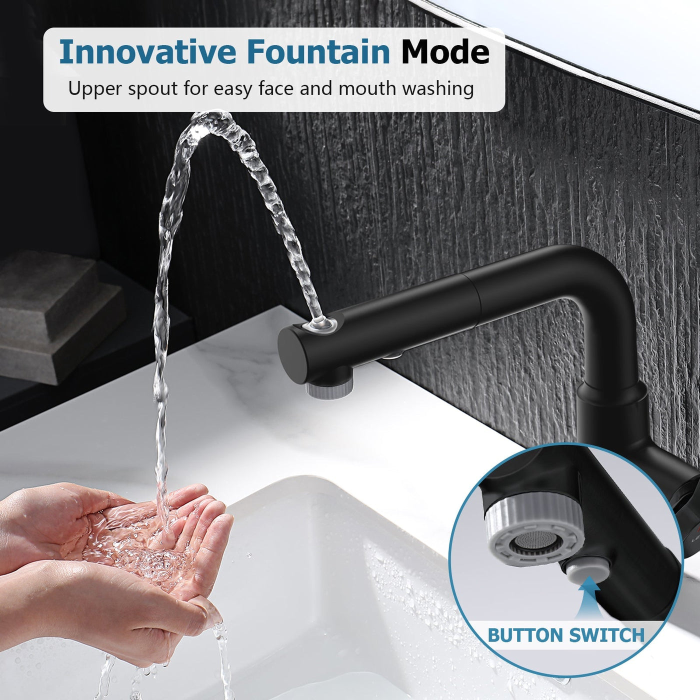 Metora Single-Hole Liftable Pull-Out Bathroom Faucet With Temperature Display-BF2501