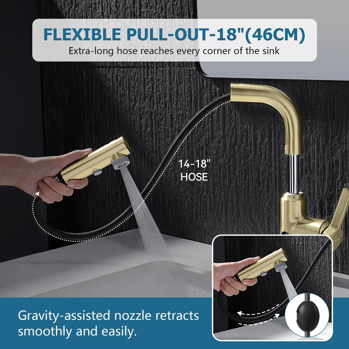 Metora Single-Hole Liftable Pull-Out Bathroom Faucet With Temperature Display-BF2501