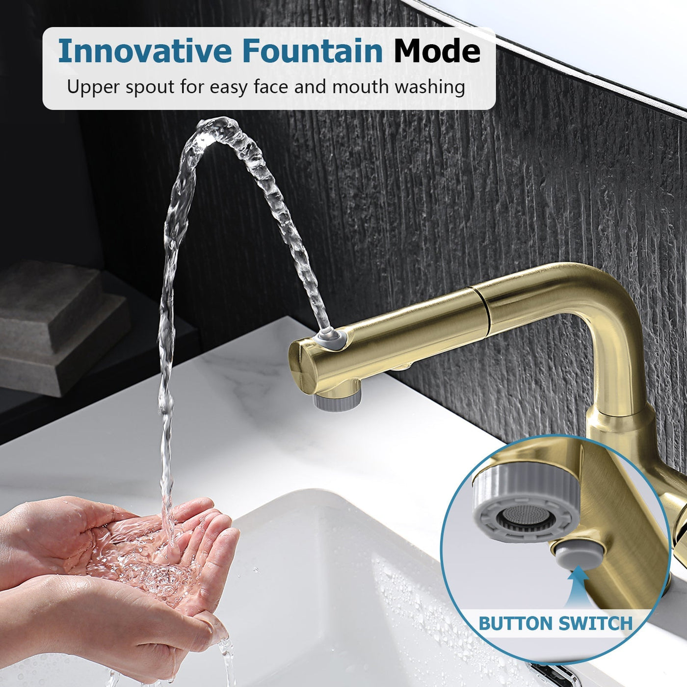 Metora Single-Hole Liftable Pull-Out Bathroom Faucet With Temperature Display-BF2501
