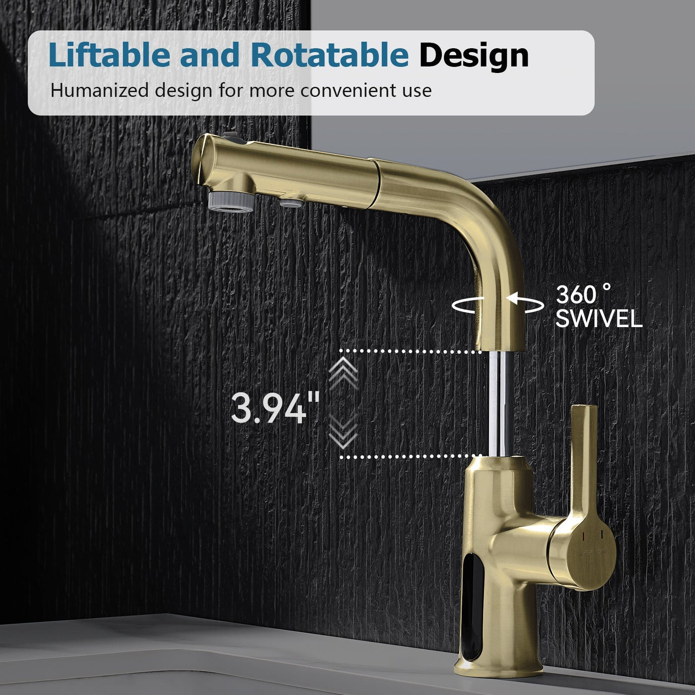 Metora Single-Hole Liftable Pull-Out Bathroom Faucet With Temperature Display-BF2501