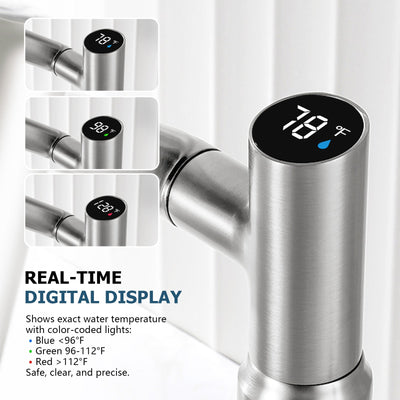 Metora Single-Hole Rotatable Faucet with Temperature Display-BF2204