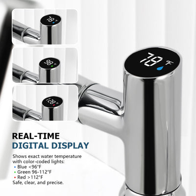 Metora Single-Hole Rotatable Faucet with Temperature Display-BF2204